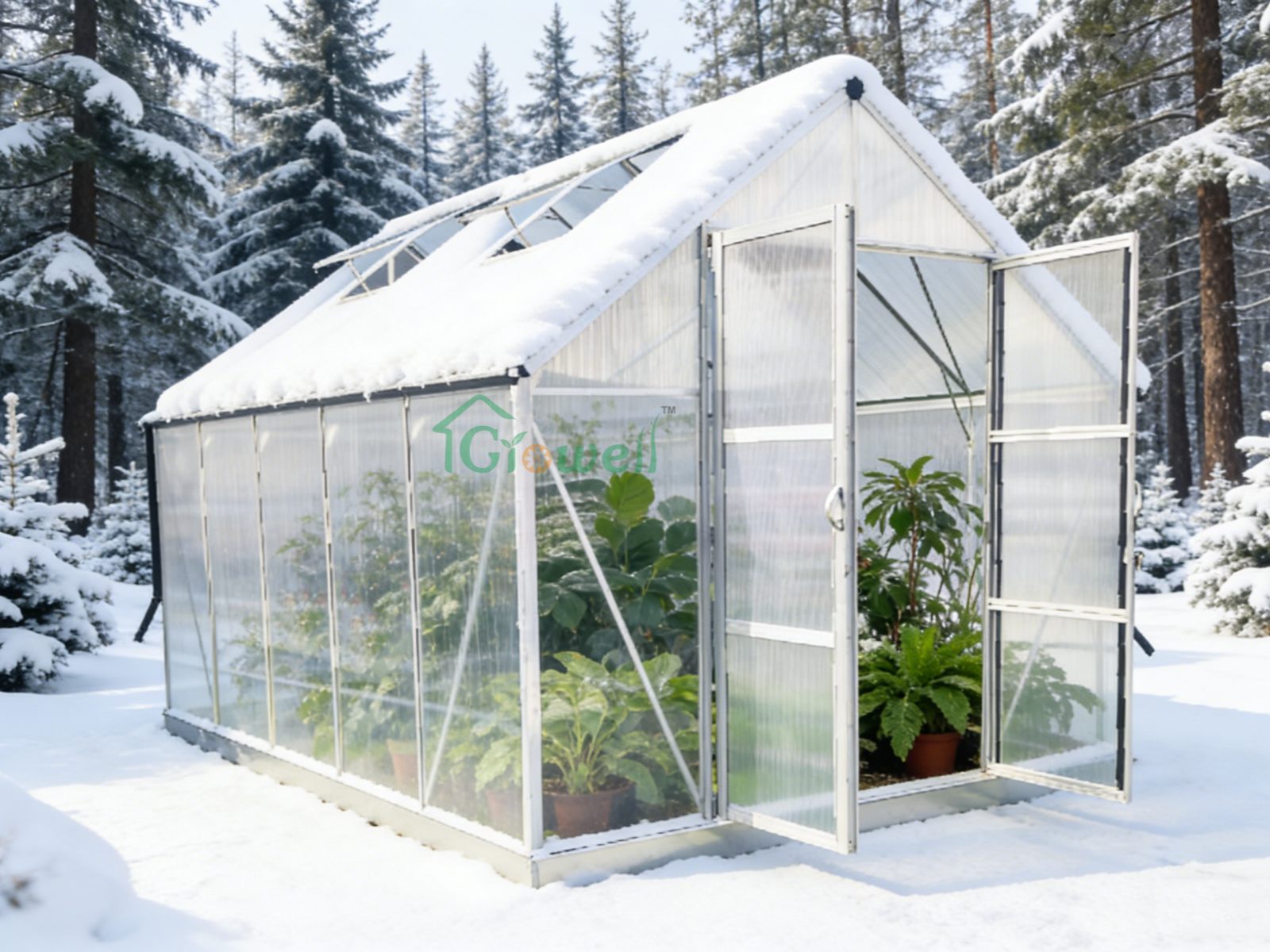 Aluminum Frame Greenhouse Rated for 80 kg/m² Snow and 140 km/h Winds