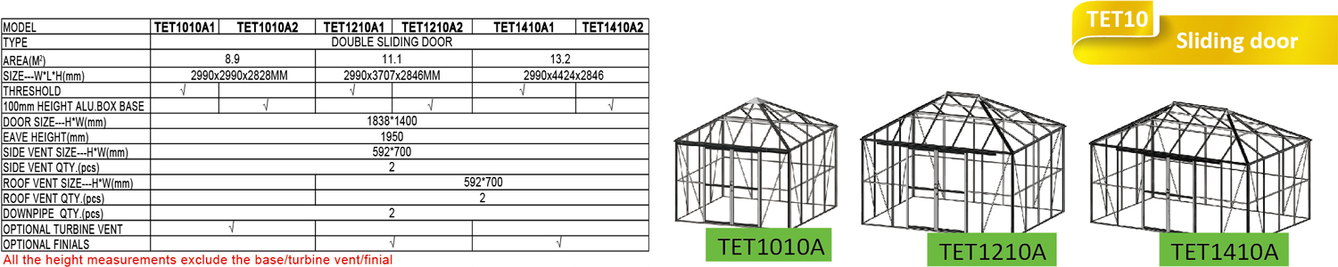 Четырехугольная теплица серии TET-A