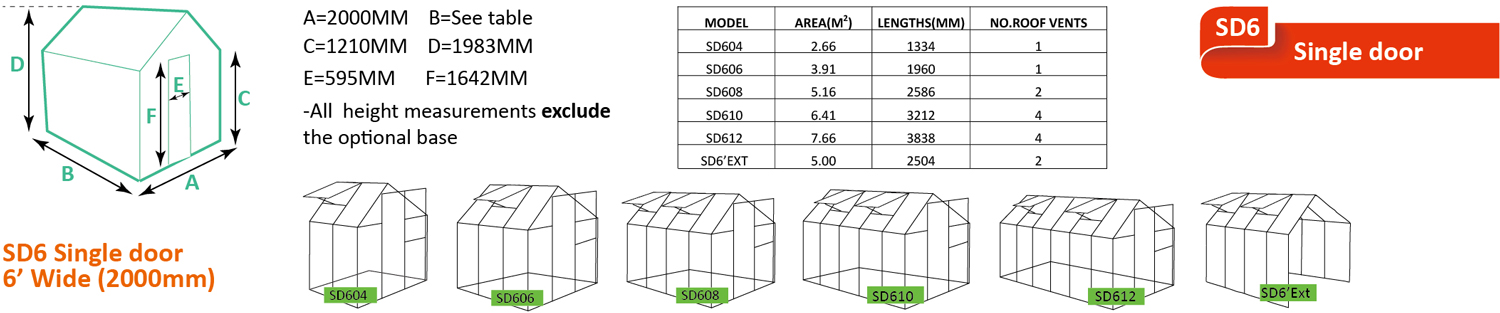 Single door 6 Wide aluminum frame greenhouse kit Single door 6 Wide aluminum frame greenhouse kit