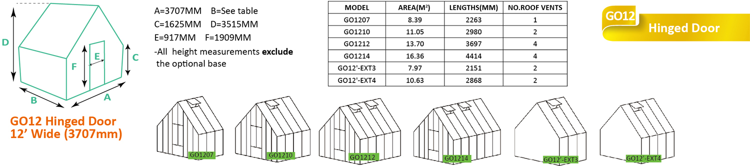 Gewächshaus der GO-Serie in gotischer Form